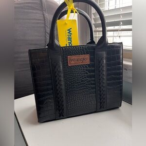 Wrangler Tote Bag Medium Snakeskin Alligator Print Black Leather